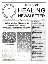 Doctor Max Gerson Resource Library Newsletters